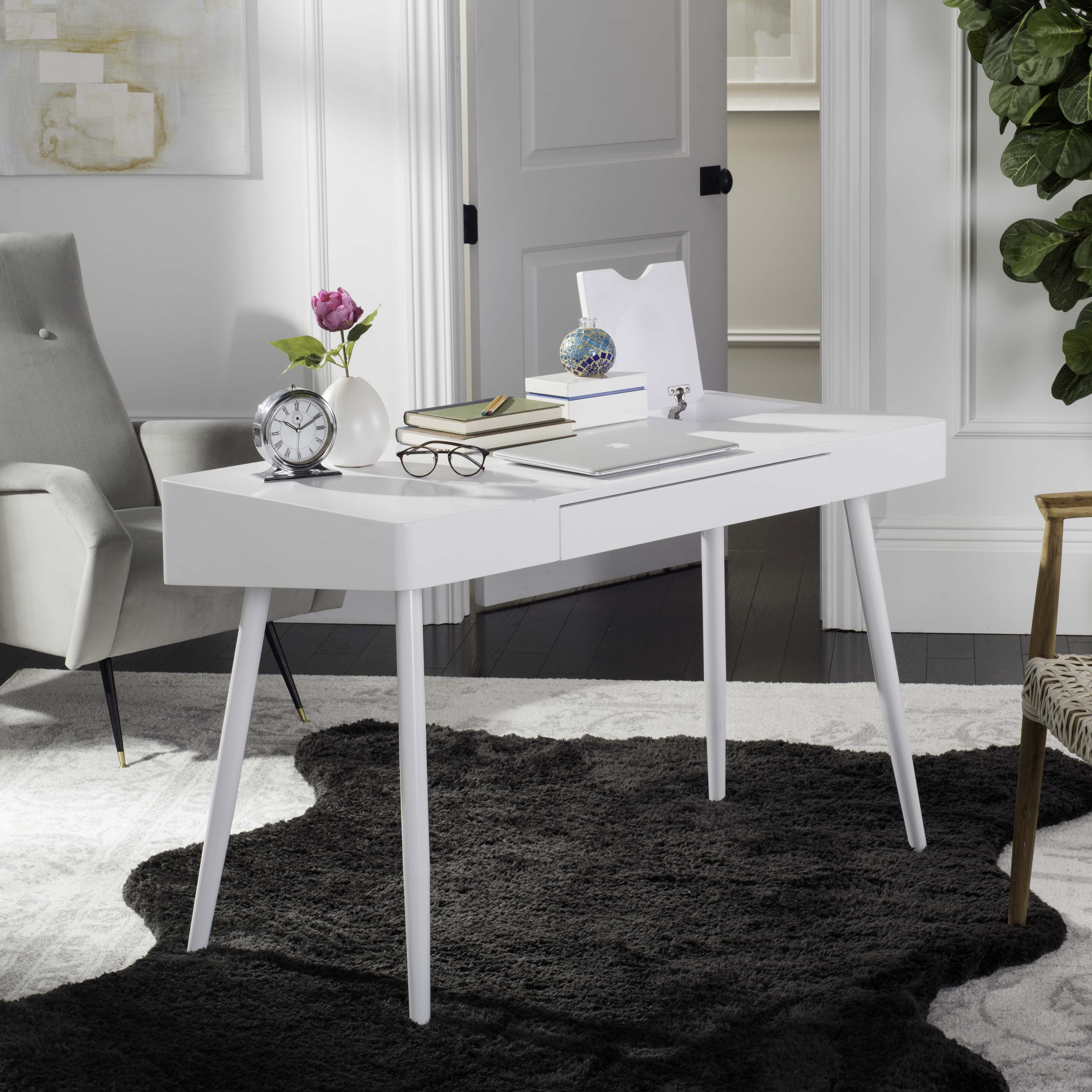 Cheap Safavieh Fadri Mid-Century Scandinavian One Drawer Desk, White